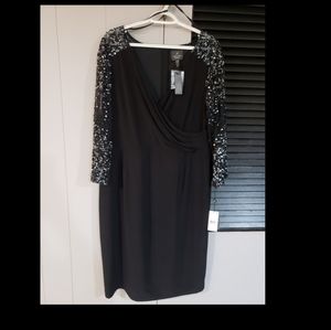Black Adrianna Papell Cocktail Dress with Sequins, Sz. 18W, New with Tags